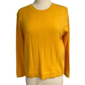 NWOT Cotton Emporium Textured Stripe Crew Neck Sweater Marigold SZ  M